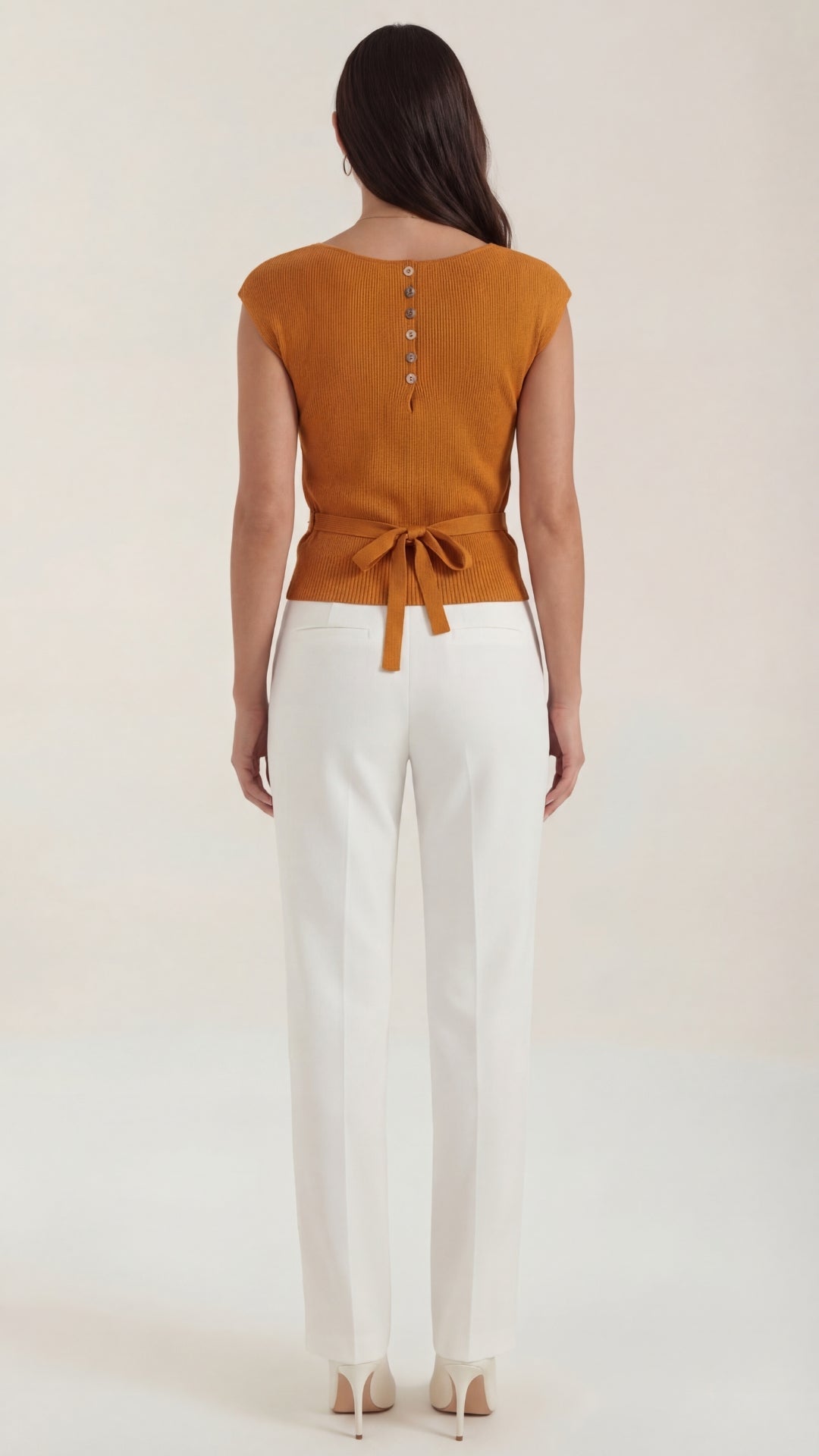 Top Donna a Costine con Scollo a V