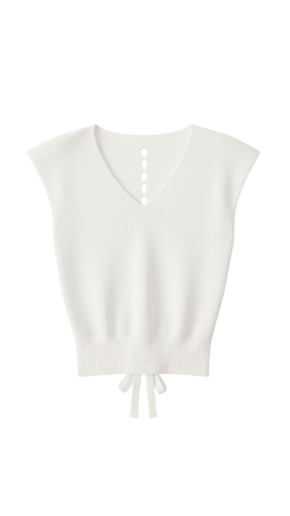 Top Donna a Costine con Scollo a V