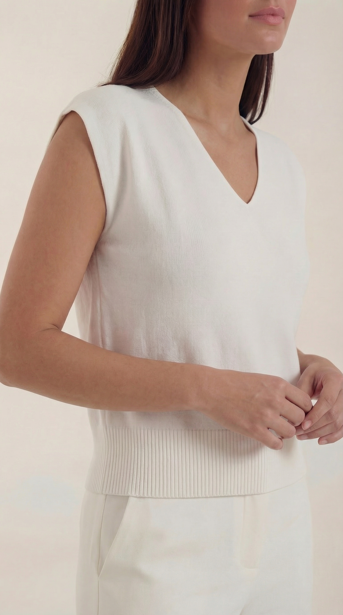 Top Donna a Costine con Scollo a V