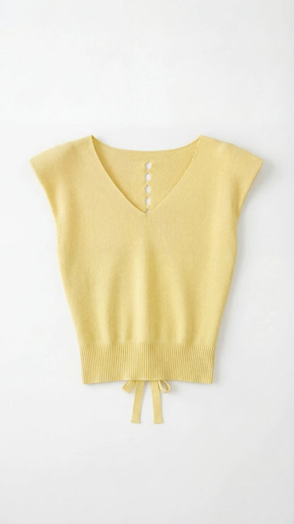 Top Donna a Costine con Scollo a V