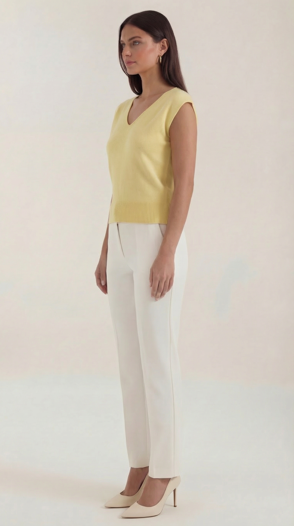 Top Donna a Costine con Scollo a V