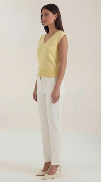 Top Donna a Costine con Scollo a V