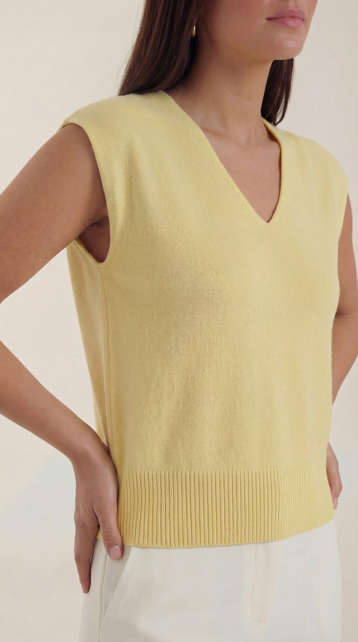Top Donna a Costine con Scollo a V