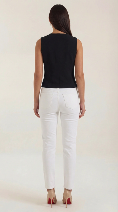 Gilet Donna in Maglia con Orlo Asimmetrico