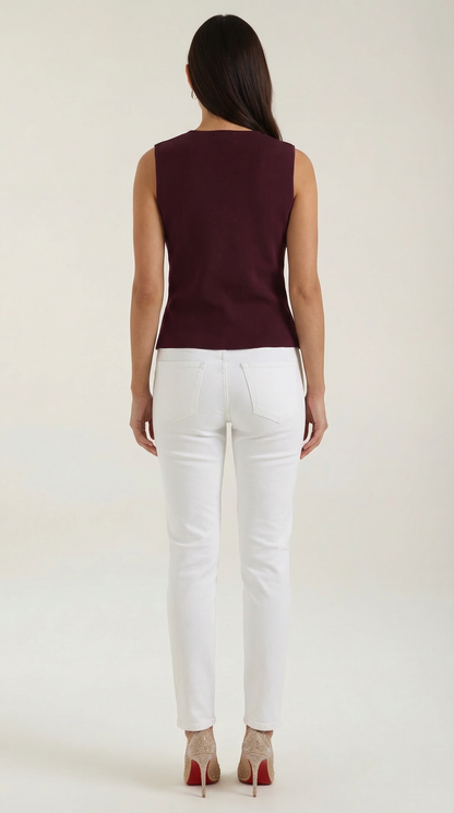 Gilet Donna in Maglia con Orlo Asimmetrico