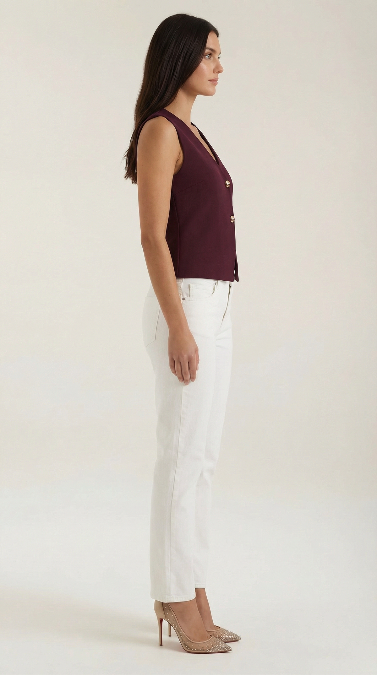 Gilet Donna in Maglia con Orlo Asimmetrico