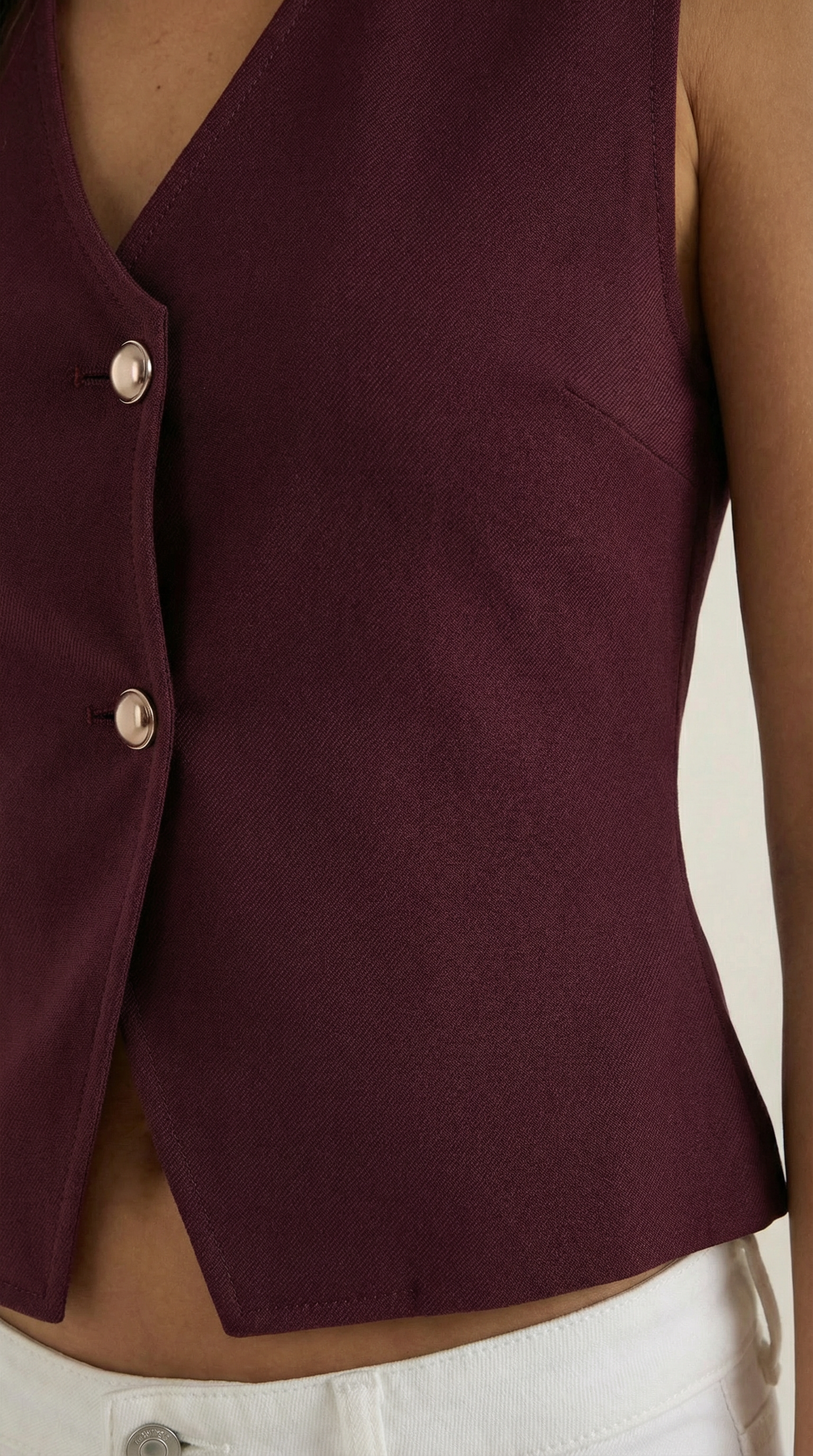 Gilet Donna in Maglia con Orlo Asimmetrico