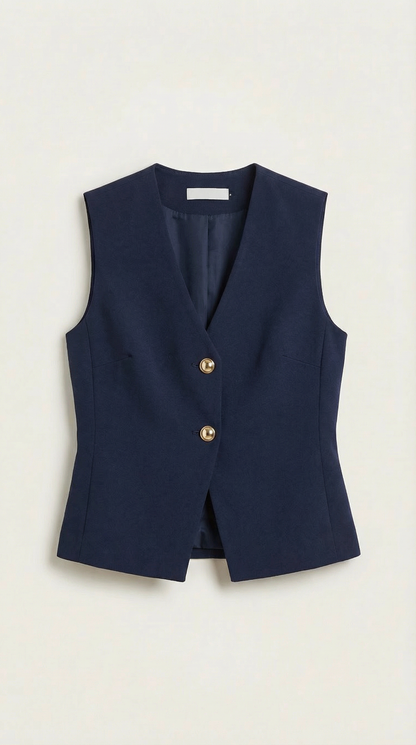 Gilet Donna in Maglia con Orlo Asimmetrico