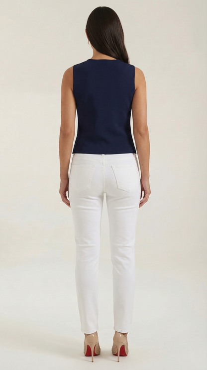Gilet Donna in Maglia con Orlo Asimmetrico