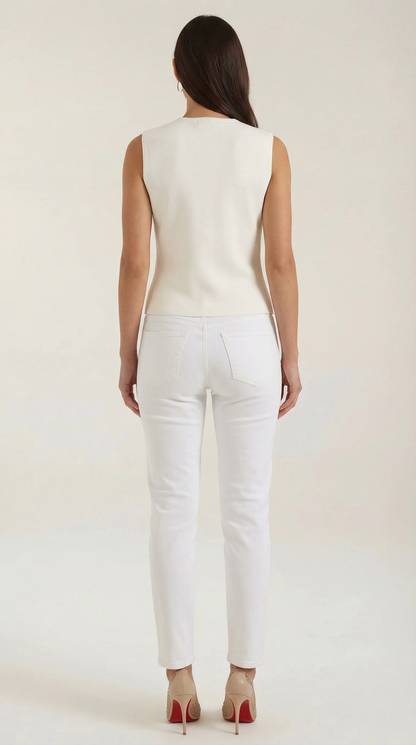 Gilet Donna in Maglia con Orlo Asimmetrico