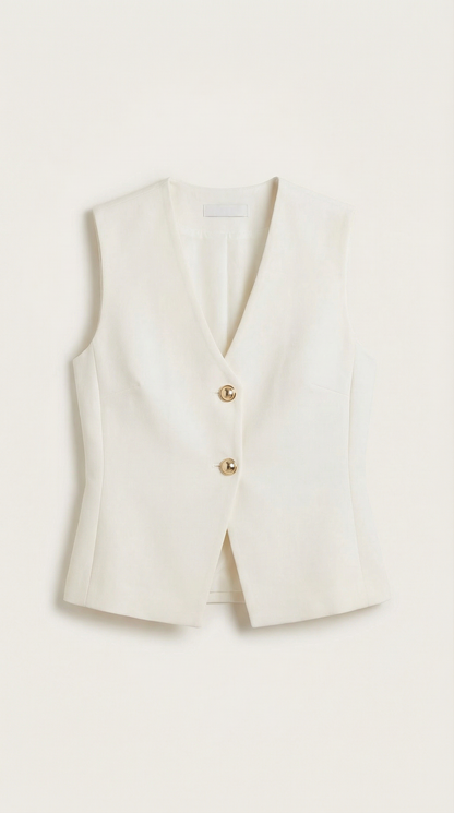 Gilet Donna in Maglia con Orlo Asimmetrico