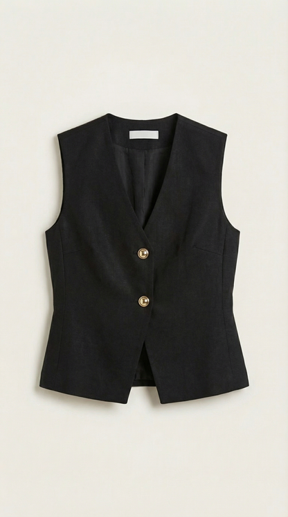 Gilet Donna in Maglia con Orlo Asimmetrico