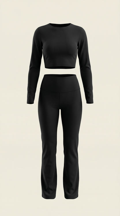 Completo Donna Giacca con Zip e Leggings Svasati