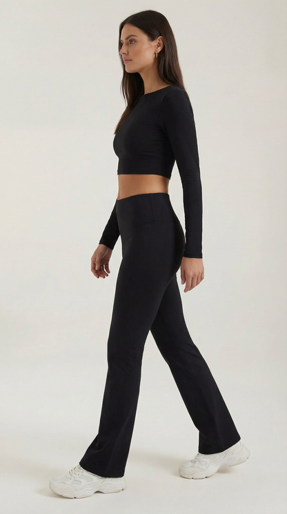 Completo Donna Giacca con Zip e Leggings Svasati