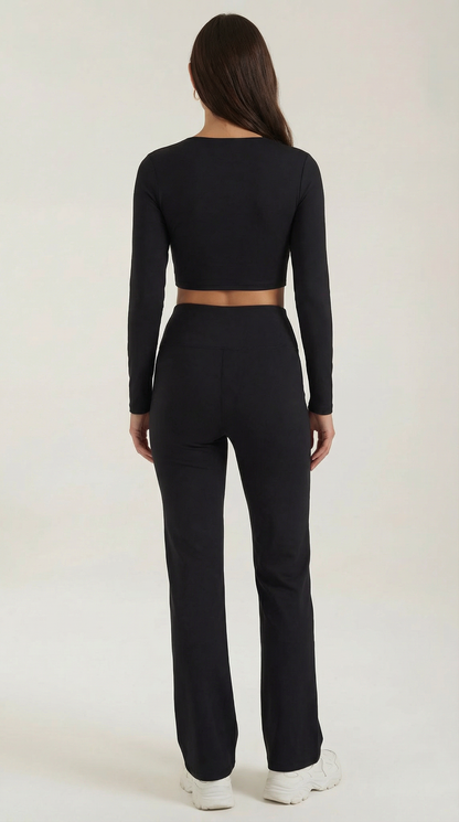 Completo Donna Giacca con Zip e Leggings Svasati