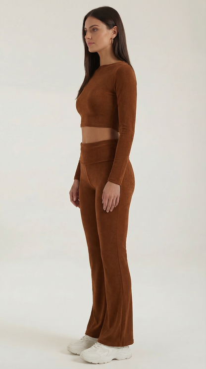Completo Donna Giacca con Zip e Leggings Svasati