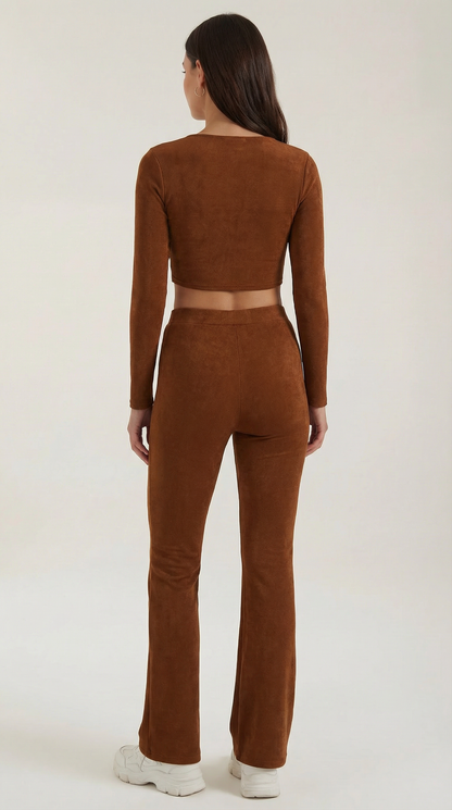 Completo Donna Giacca con Zip e Leggings Svasati