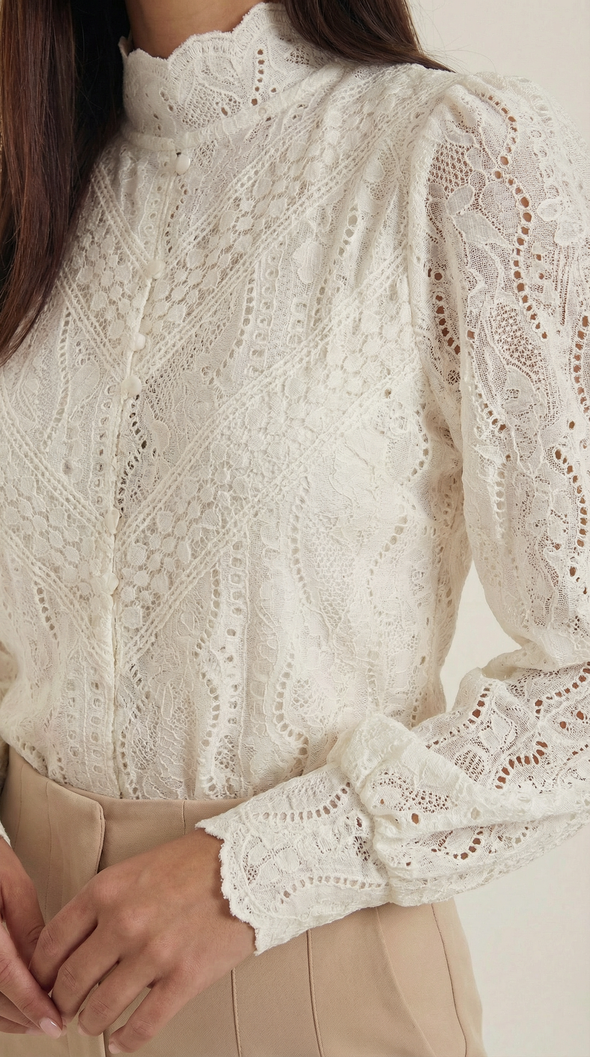 Blusa Donna Texturata Effetto Pizzo