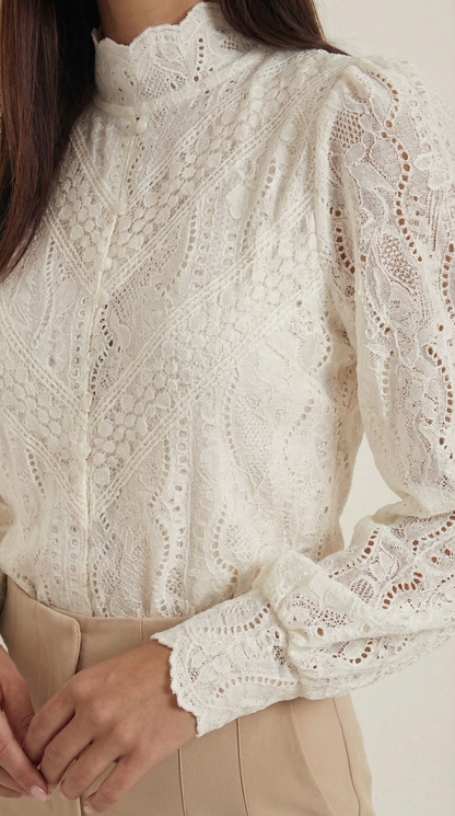 Blusa Donna Texturata Effetto Pizzo