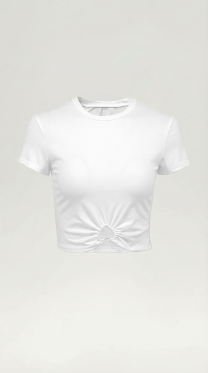 Top Crop Donna con Dettaglio a Cuore