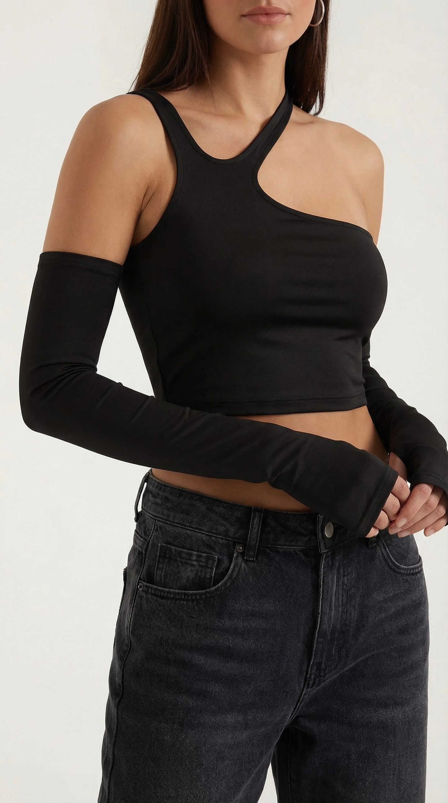 Canotta Donna con Cut-Out e Maniche Staccabili