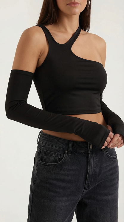 Canotta Donna con Cut-Out e Maniche Staccabili