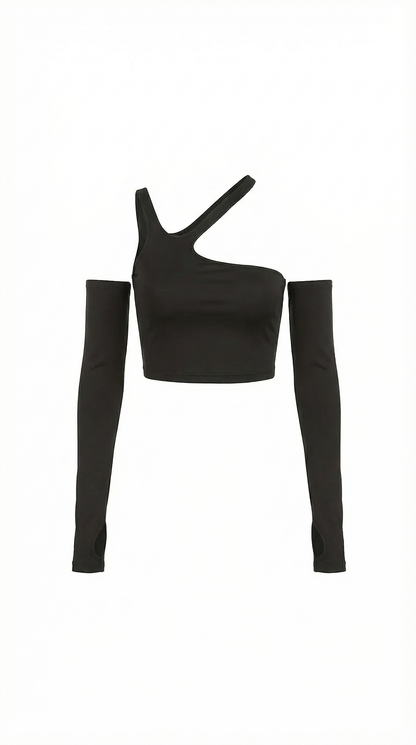 Canotta Donna con Cut-Out e Maniche Staccabili