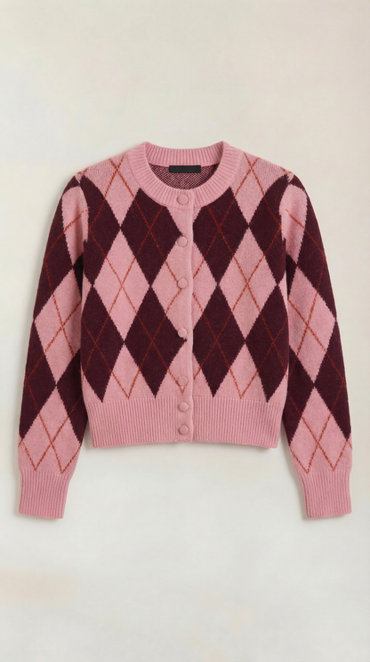 Cardigan Donna in Maglia Argyle