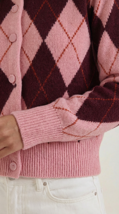 Cardigan Donna in Maglia Argyle