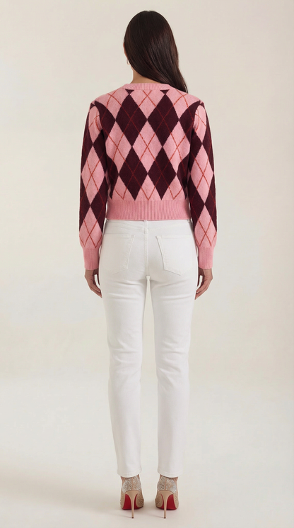 Cardigan Donna in Maglia Argyle