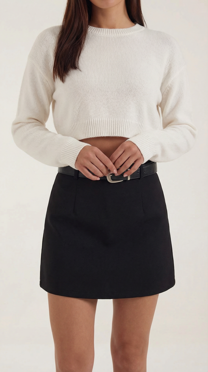Minigonna Donna a Vita Alta con Shorts Interni