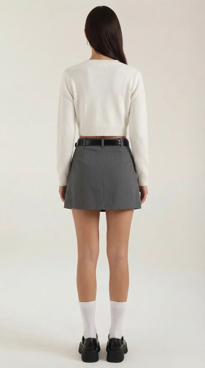 Minigonna Donna a Vita Alta con Shorts Interni