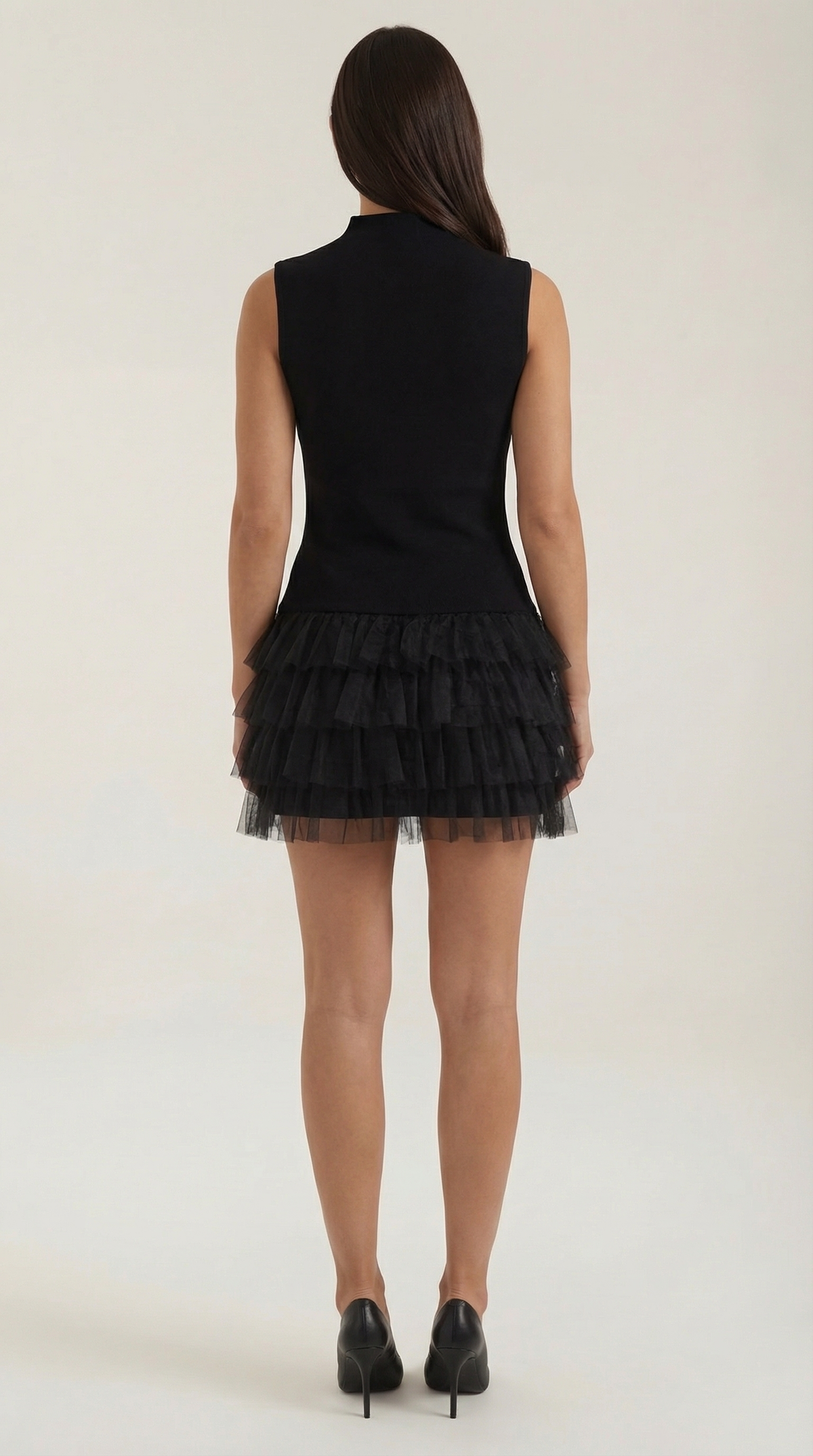 Abito Corto Donna in Tulle con Gonna a Strati
