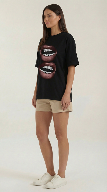 T-Shirt Oversize Donna con Stampa Pop Art