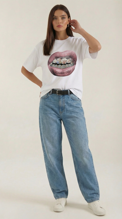 T-Shirt Oversize Donna con Stampa Pop Art