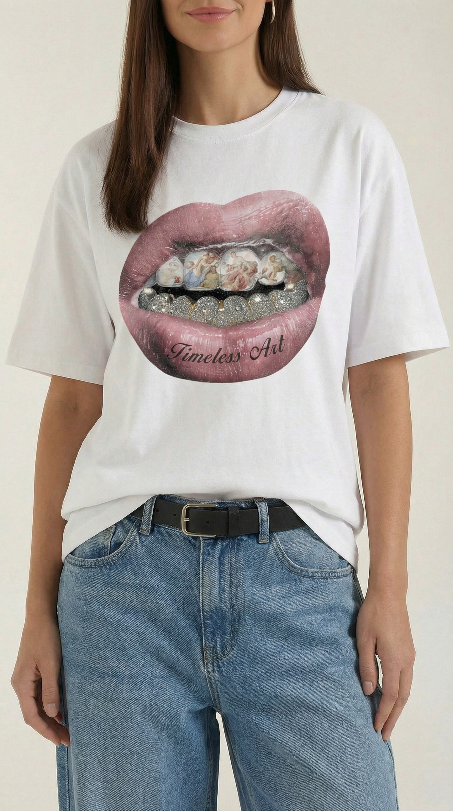 T-Shirt Oversize Donna con Stampa Pop Art