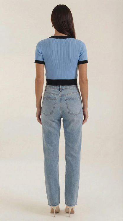 Cardigan Donna a Coste con Bordi a Contrasto