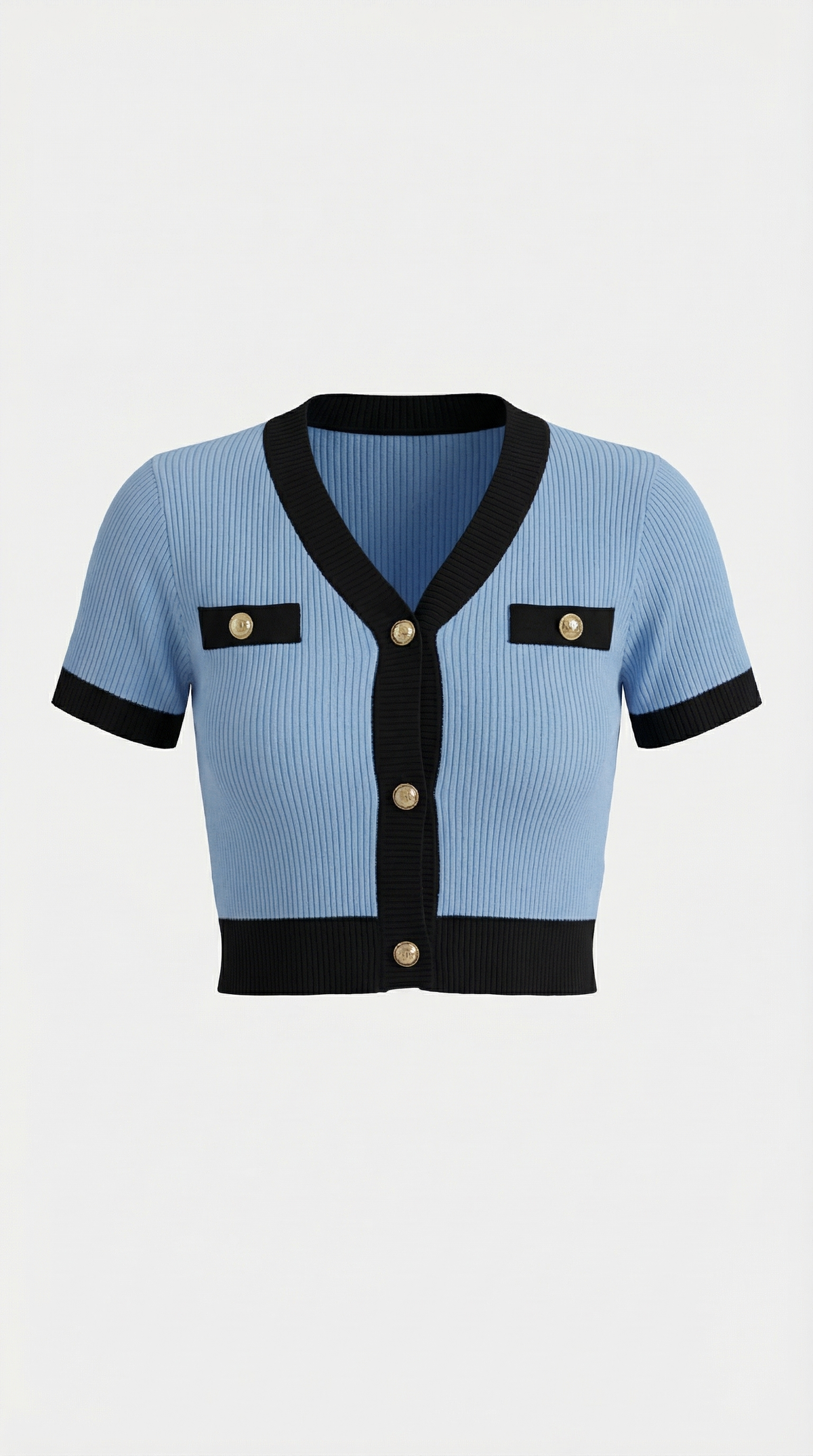 Cardigan Donna a Coste con Bordi a Contrasto