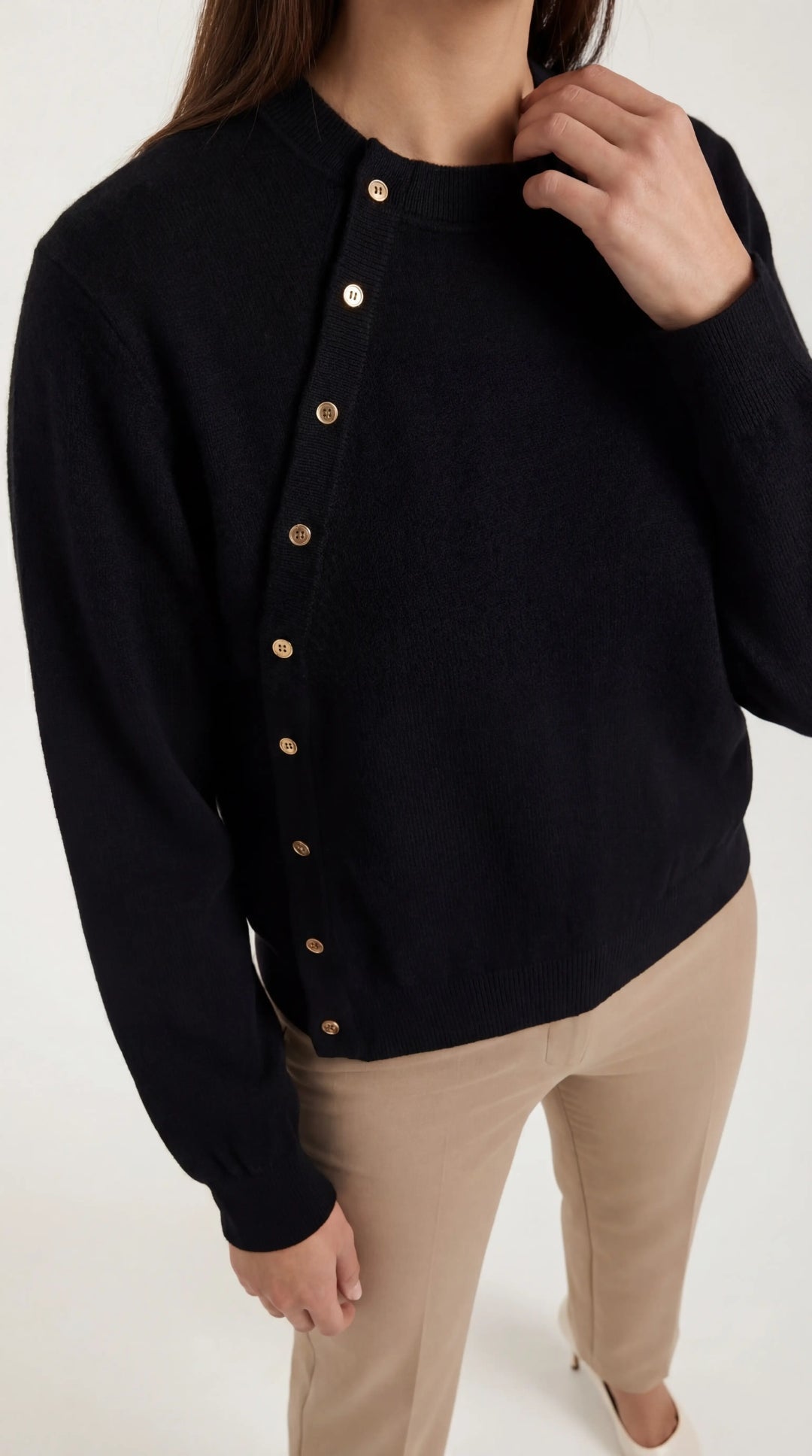 Maglione Donna Asimmetrico con Bottoni