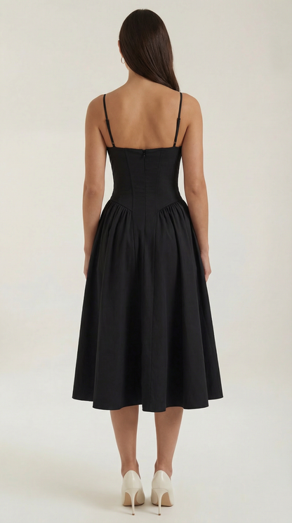 Abito Midi Donna Corsetto con Scollo a Cuore