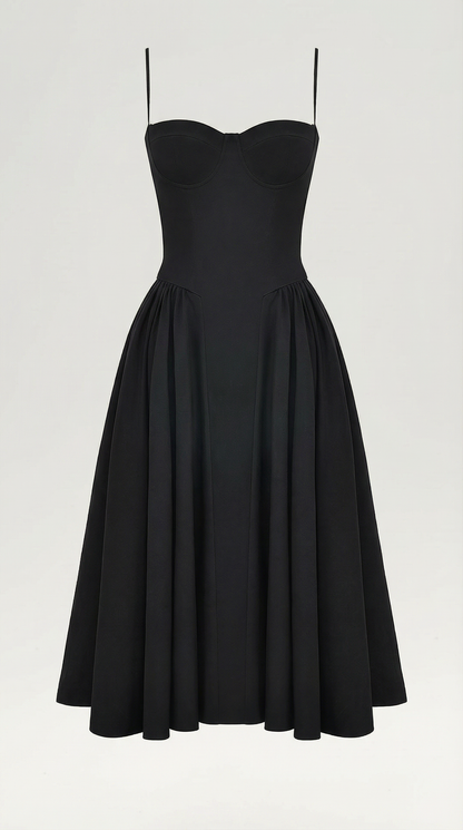 Abito Midi Donna Corsetto con Scollo a Cuore