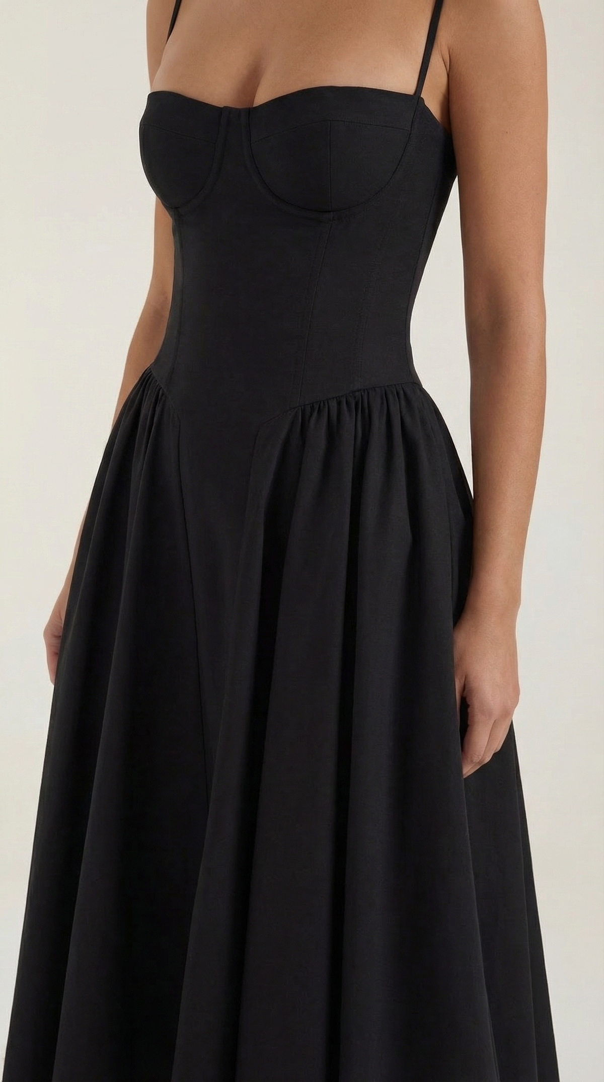 Abito Midi Donna Corsetto con Scollo a Cuore