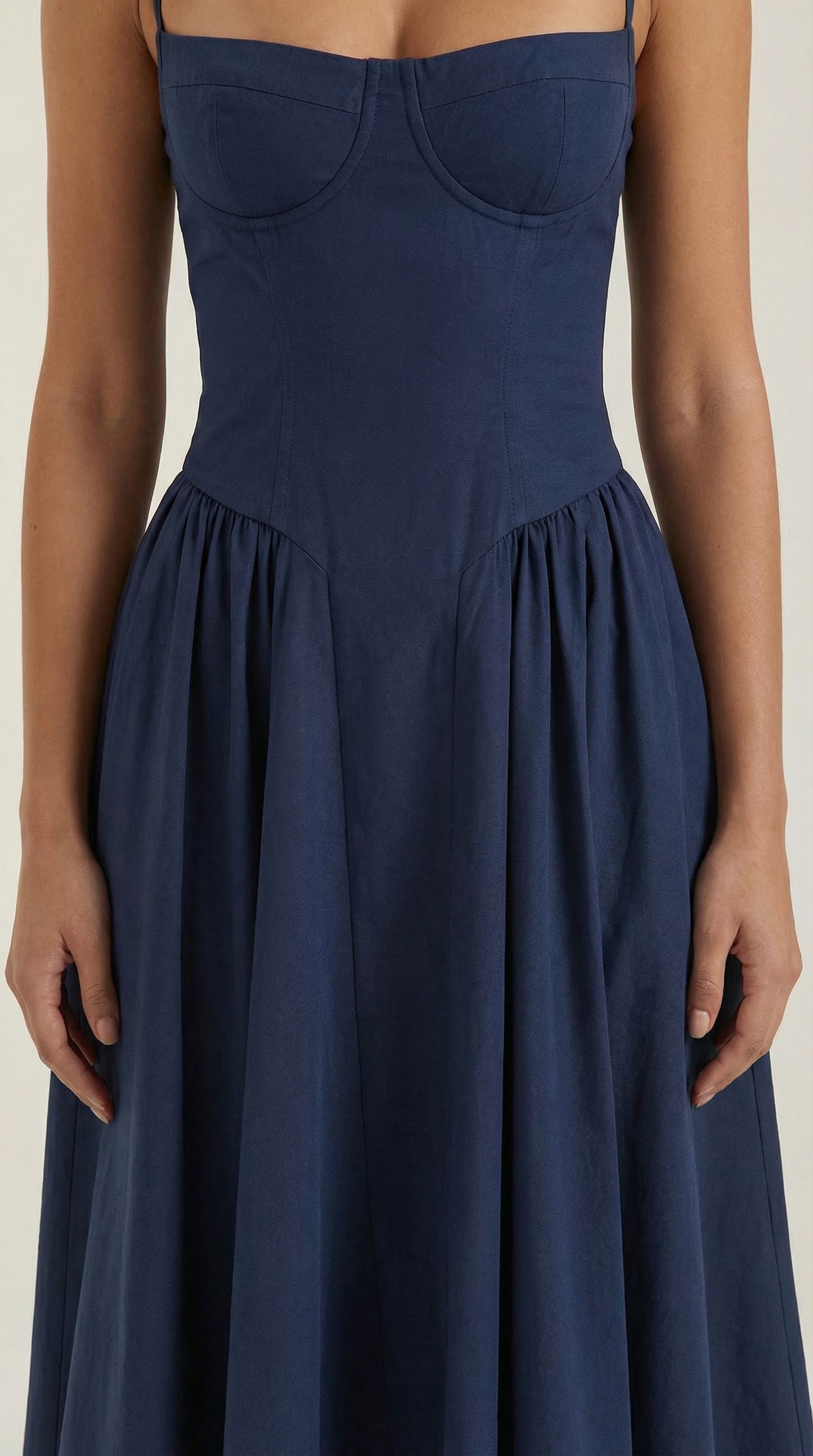 Abito Midi Donna Corsetto con Scollo a Cuore