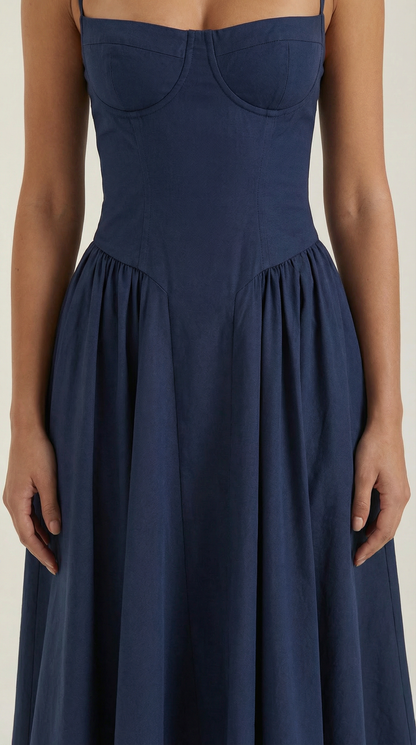 Abito Midi Donna Corsetto con Scollo a Cuore