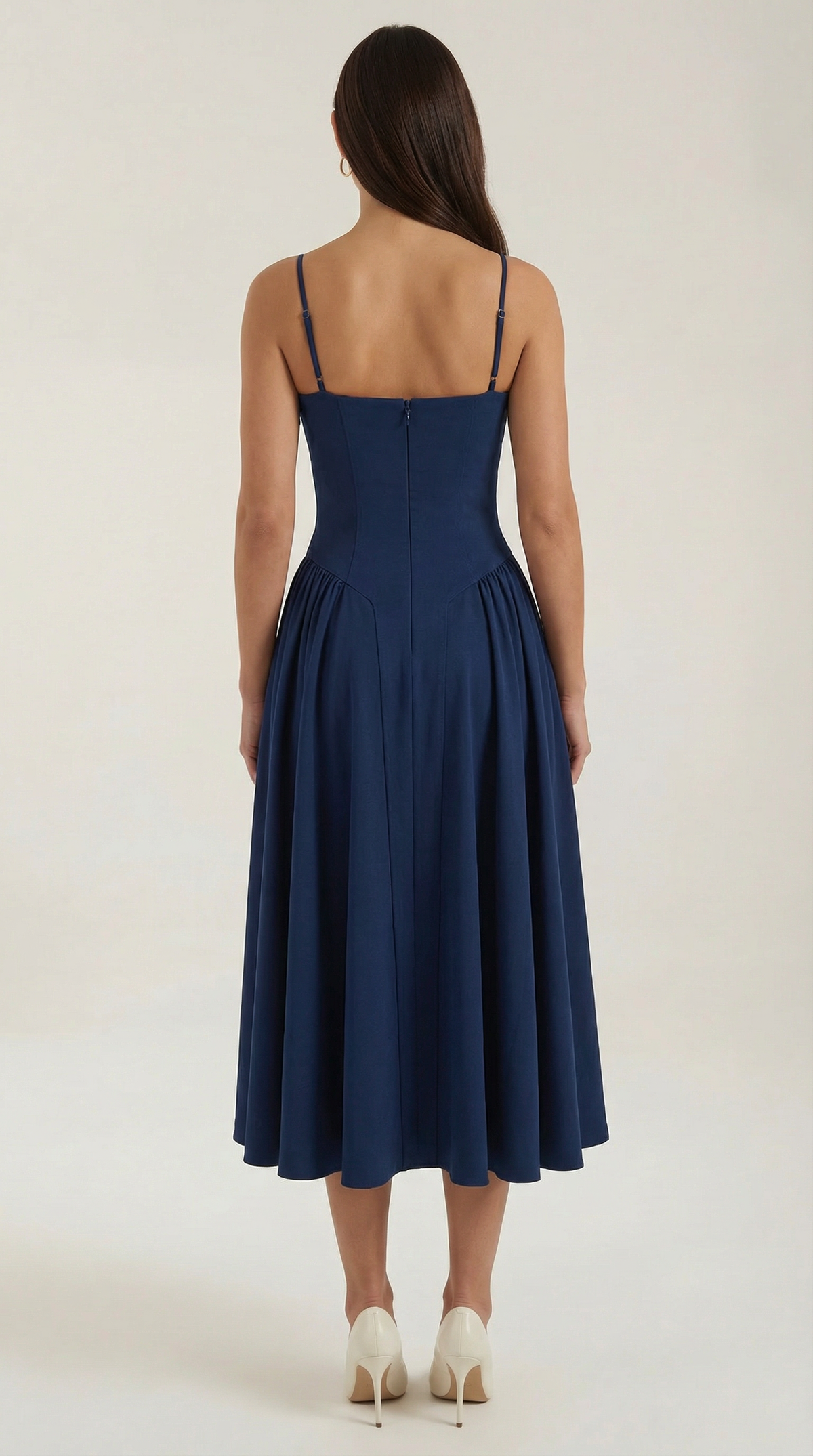 Abito Midi Donna Corsetto con Scollo a Cuore