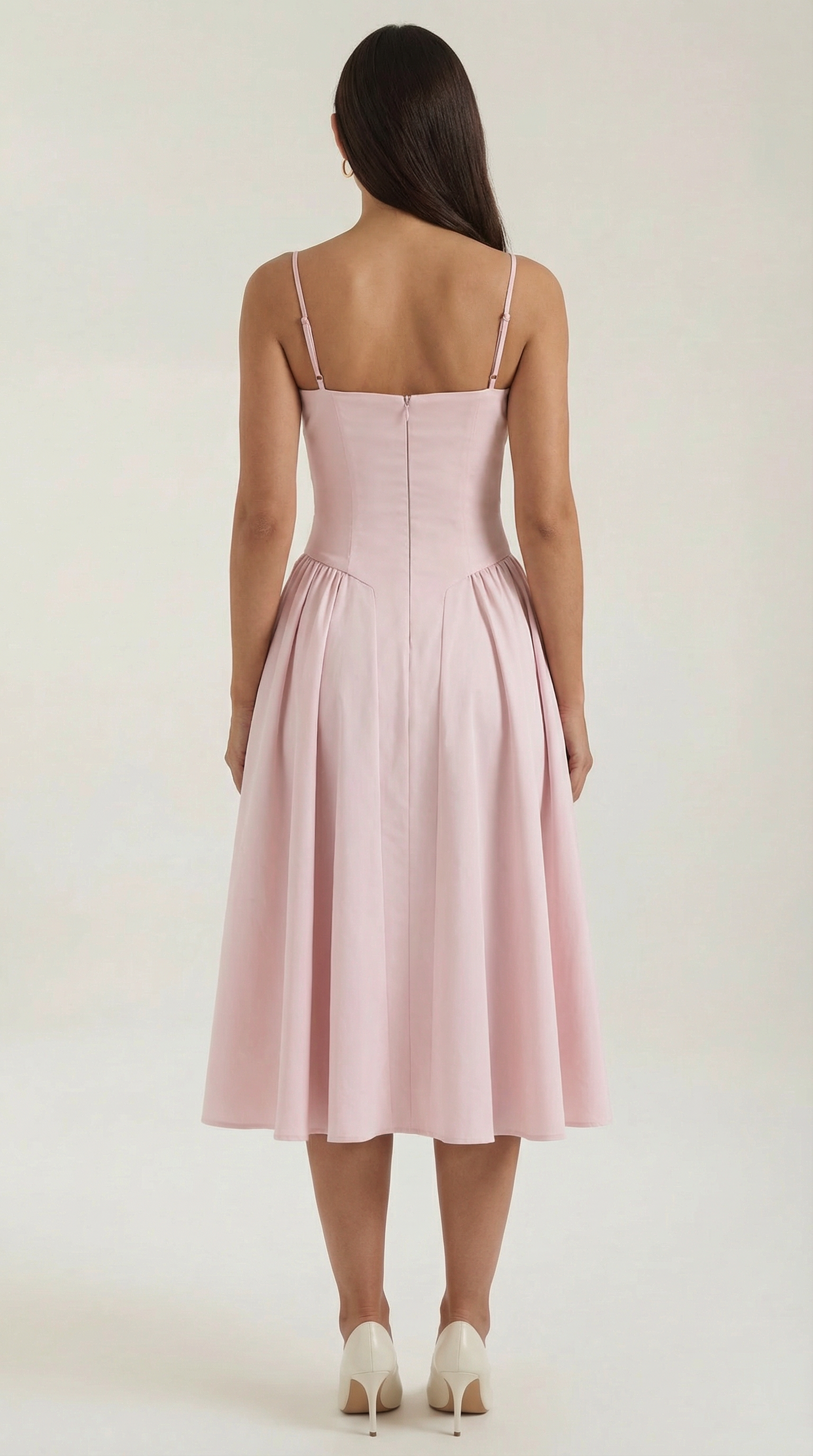 Abito Midi Donna Corsetto con Scollo a Cuore