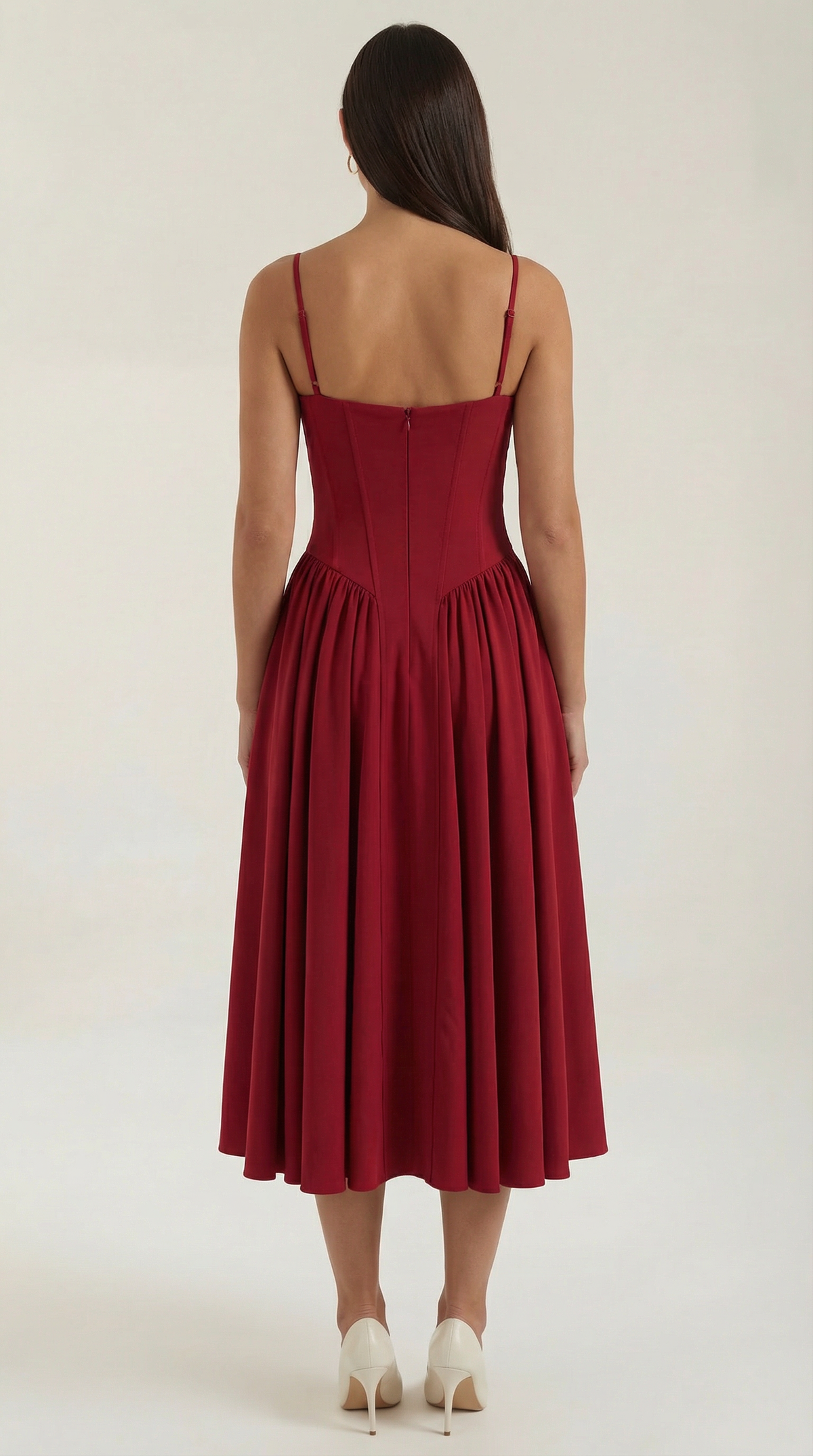 Abito Midi Donna Corsetto con Scollo a Cuore