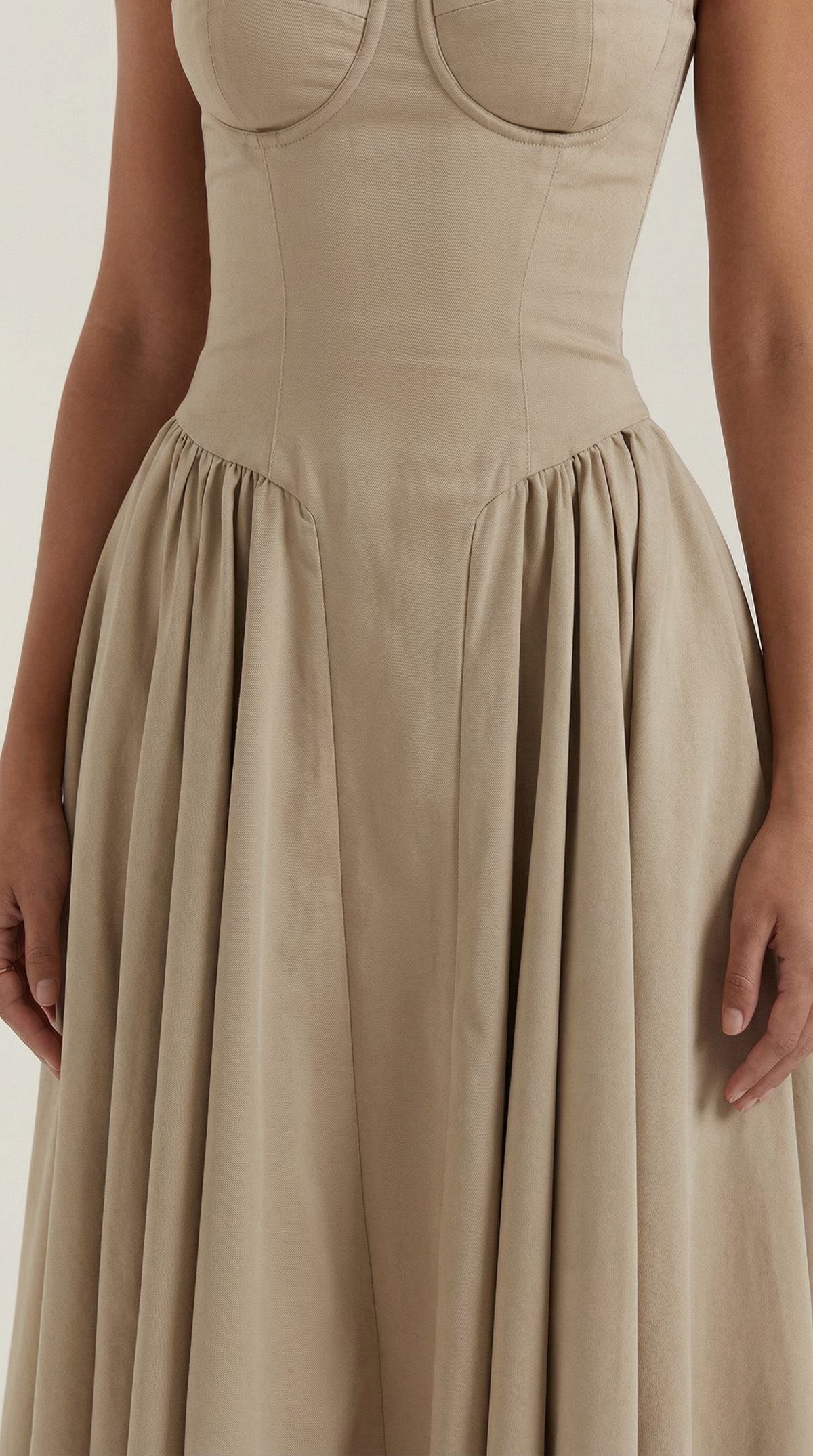 Abito Midi Donna Corsetto con Scollo a Cuore