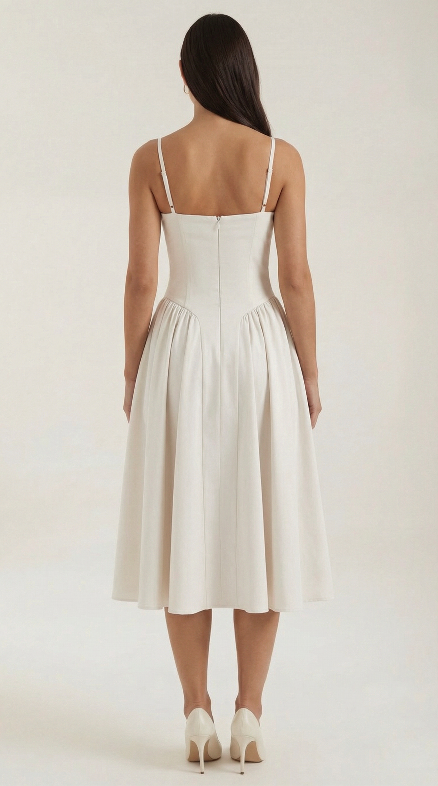 Abito Midi Donna Corsetto con Scollo a Cuore