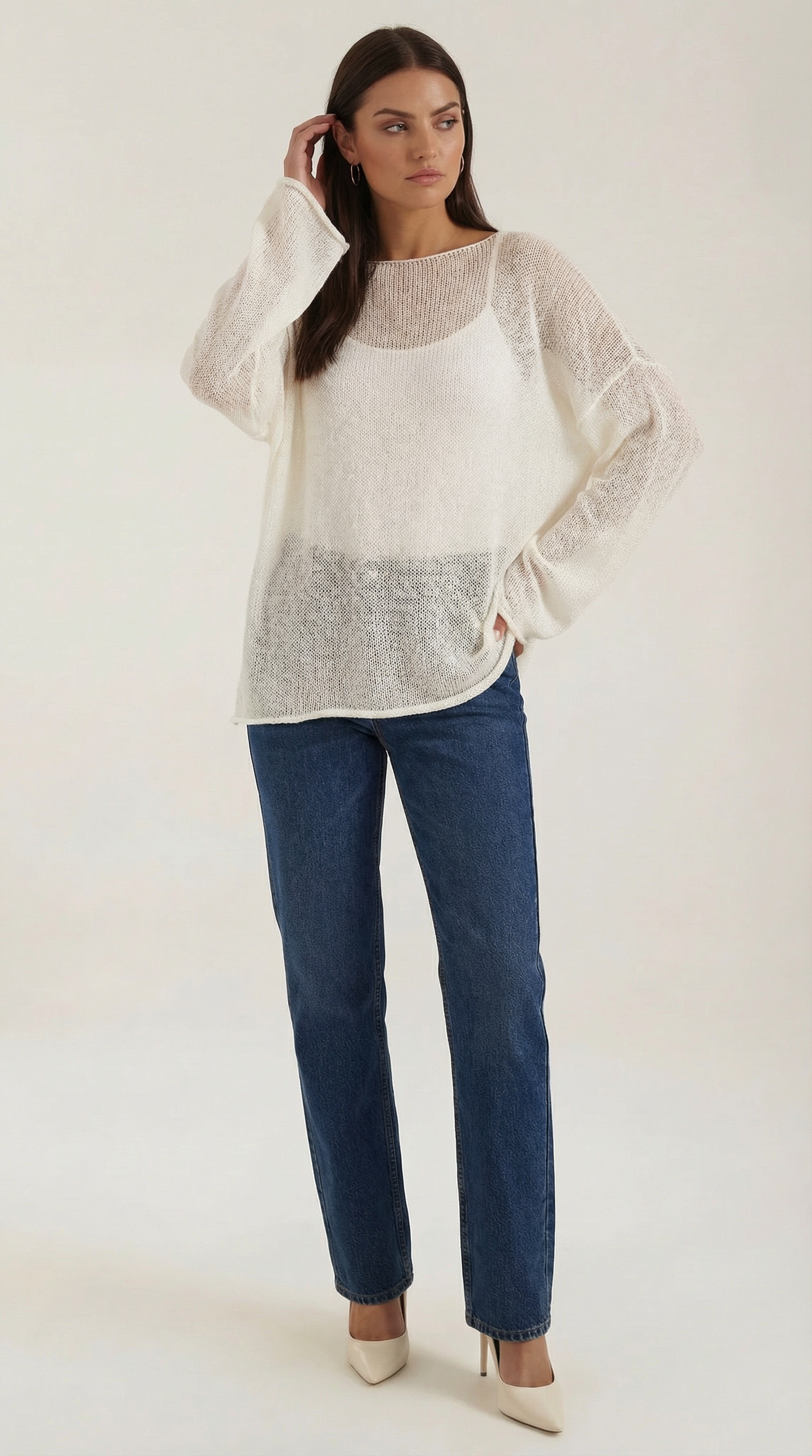 Top Donna Oversize Trasparente in Maglia